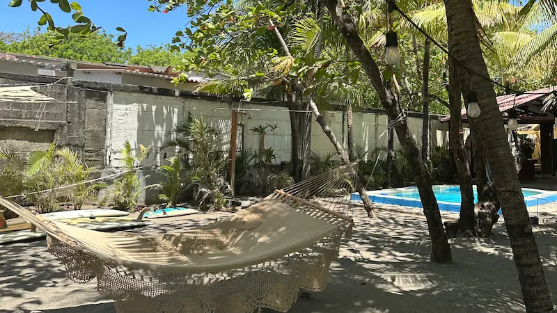 Hammock and Pool at the stay in El Tránsito.