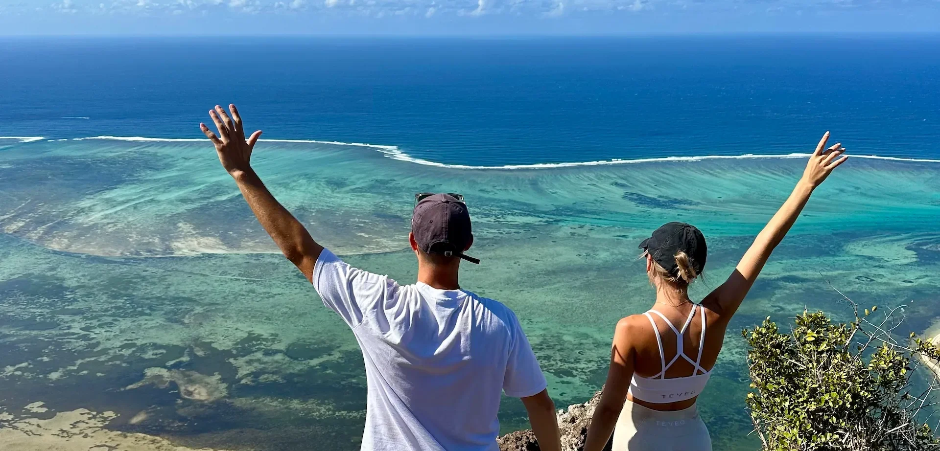 Sicht vom Le Morne auf den Unterwasserwasserfall in Mauritius.
