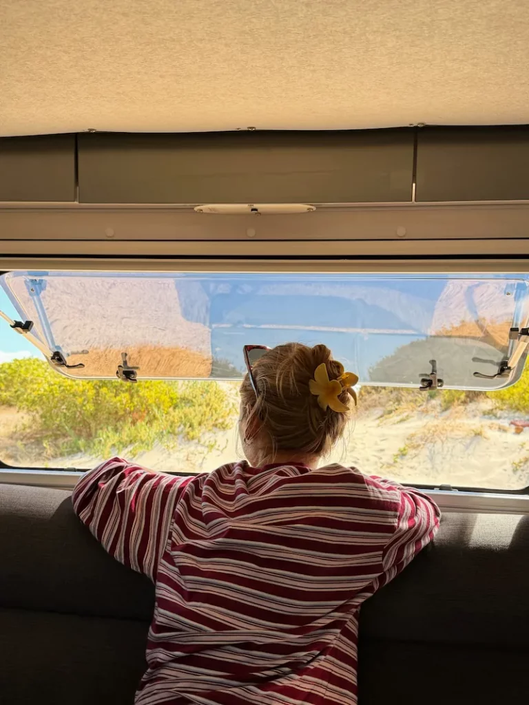 View from the campervan to the sea in Western Australia.